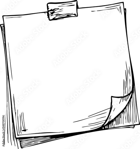 Sketch of sticky notes on white background, organization concept
