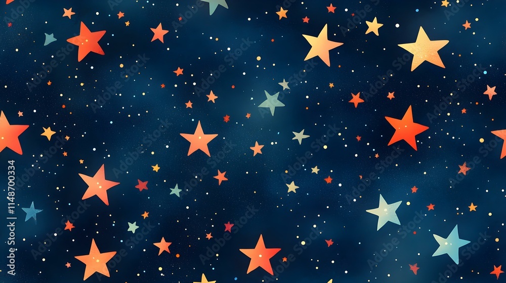 Fototapeta premium Colorful Star Pattern on Dark Background