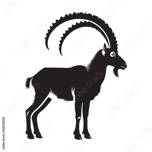 Bold ibex silhouette for creative and digital media - Ibex black vector
