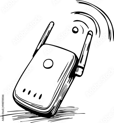 Sketch of Wi-Fi booster on white background, connecting devices