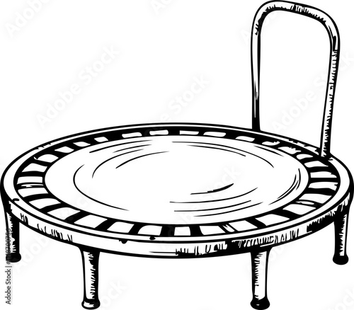 Trampoline fitness equipment sketch on white background, health concept