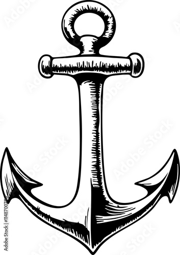 Sketch of an anchor icon on white background, symbol of stability