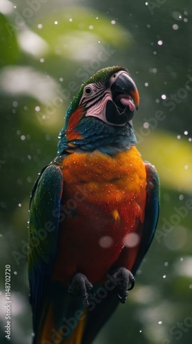 Happy pets collection A colorful parrot squawking loudly photo