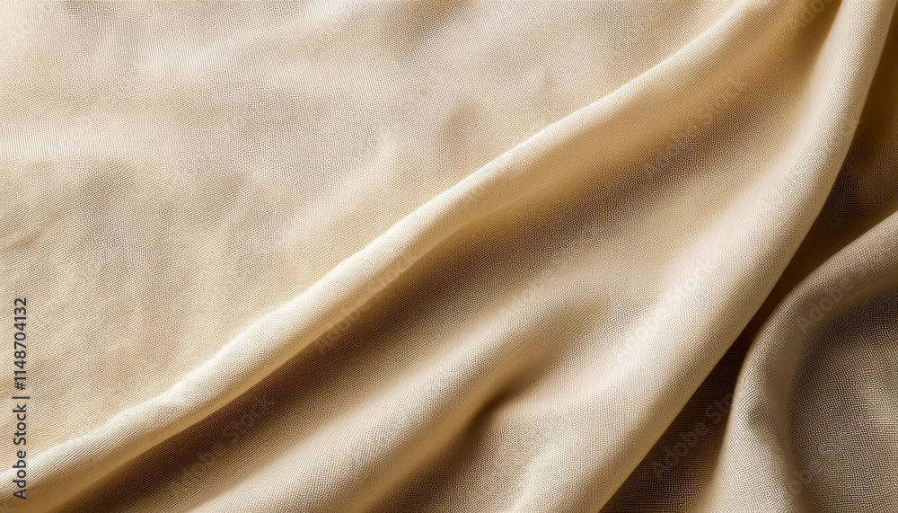 Fototapeta premium A minimalist beige linen fabric texture with fine weave details, offering a neutral, organic aesthetic that highlights simplicity and natural elegance, perfect for calm, earthy environments.