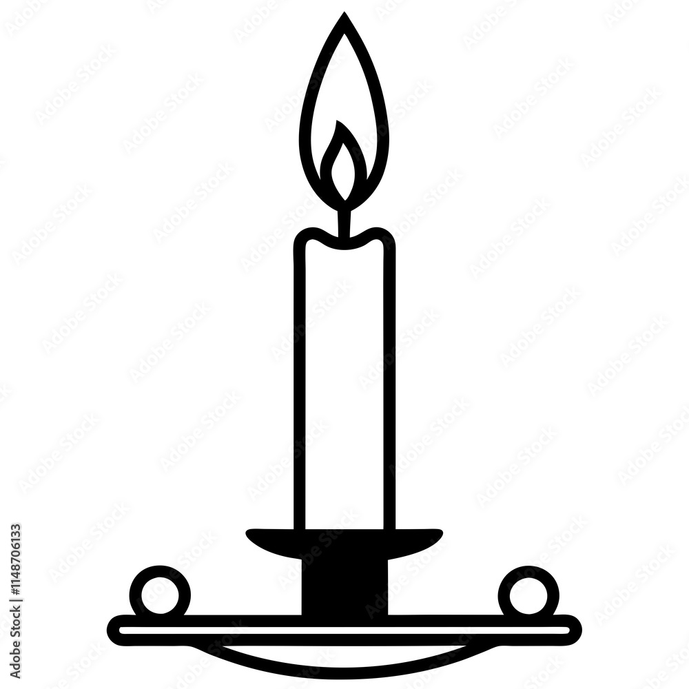 Candlelight vector silhouette black design white background Candlelight vector silhouette black design white background