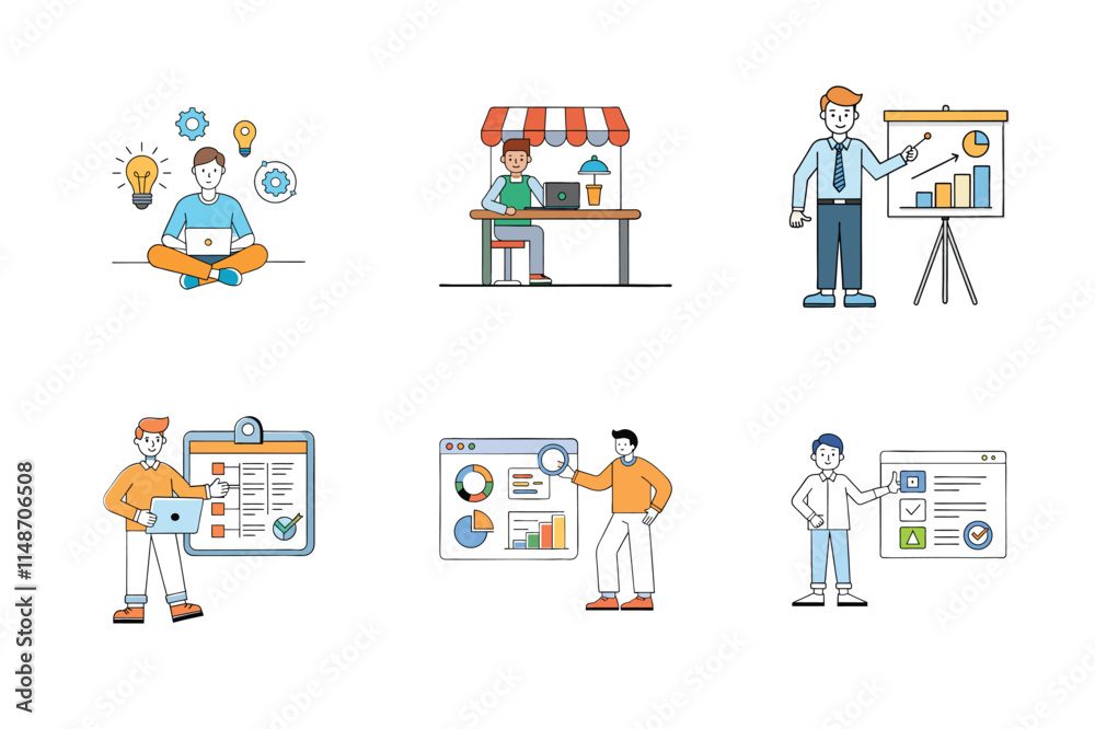 Set of digital marketing various vector illustration Set of digital marketing various vector illustration