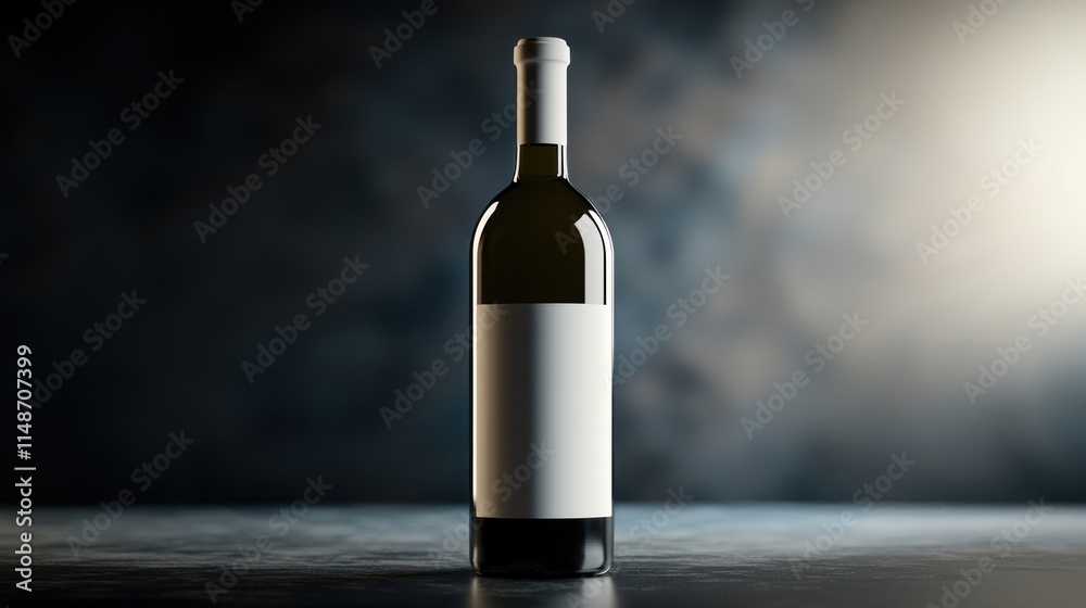 Fototapeta premium Elegant Wine Bottle Mockup: A Blank Label Ready for Your Brand