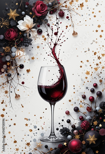 artistic composition with a bottle of wine