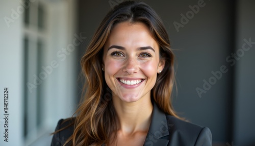 A woman in a black blazer smiles at the camera