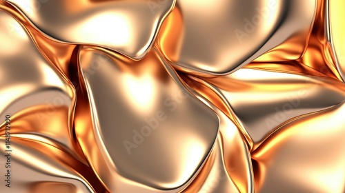 Abstract Golden Liquid Metal Texture Luxurious Fluid Gold Background