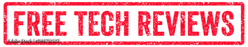 Free Tech Reviews Stamp Transparent Seal, Red Grunge Free Tech Reviews Word Rubber Stamp Seal