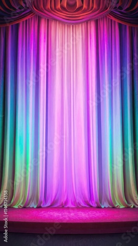 Vibrant rainbow gradient backdrop for theatrical performance, light,stage