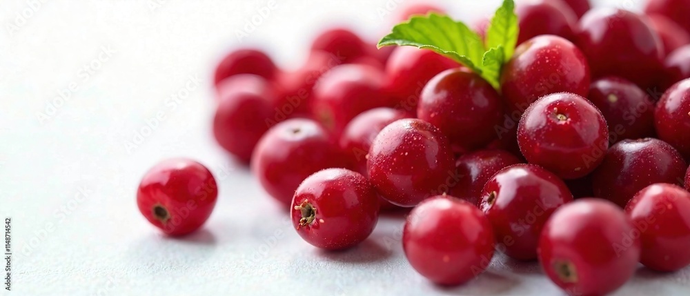 Fresh Cranberries Top View, White Background, Detailed AI Photo Fresh Cranberries Top View, White Background, Detailed AI Photo