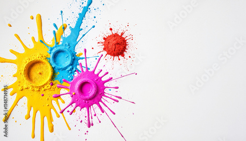 Vibrant yellows, pinks, blues, and reds form a lively art piece on a plain background photo