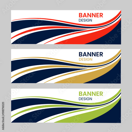 3 Banner Design Options with Different Colors