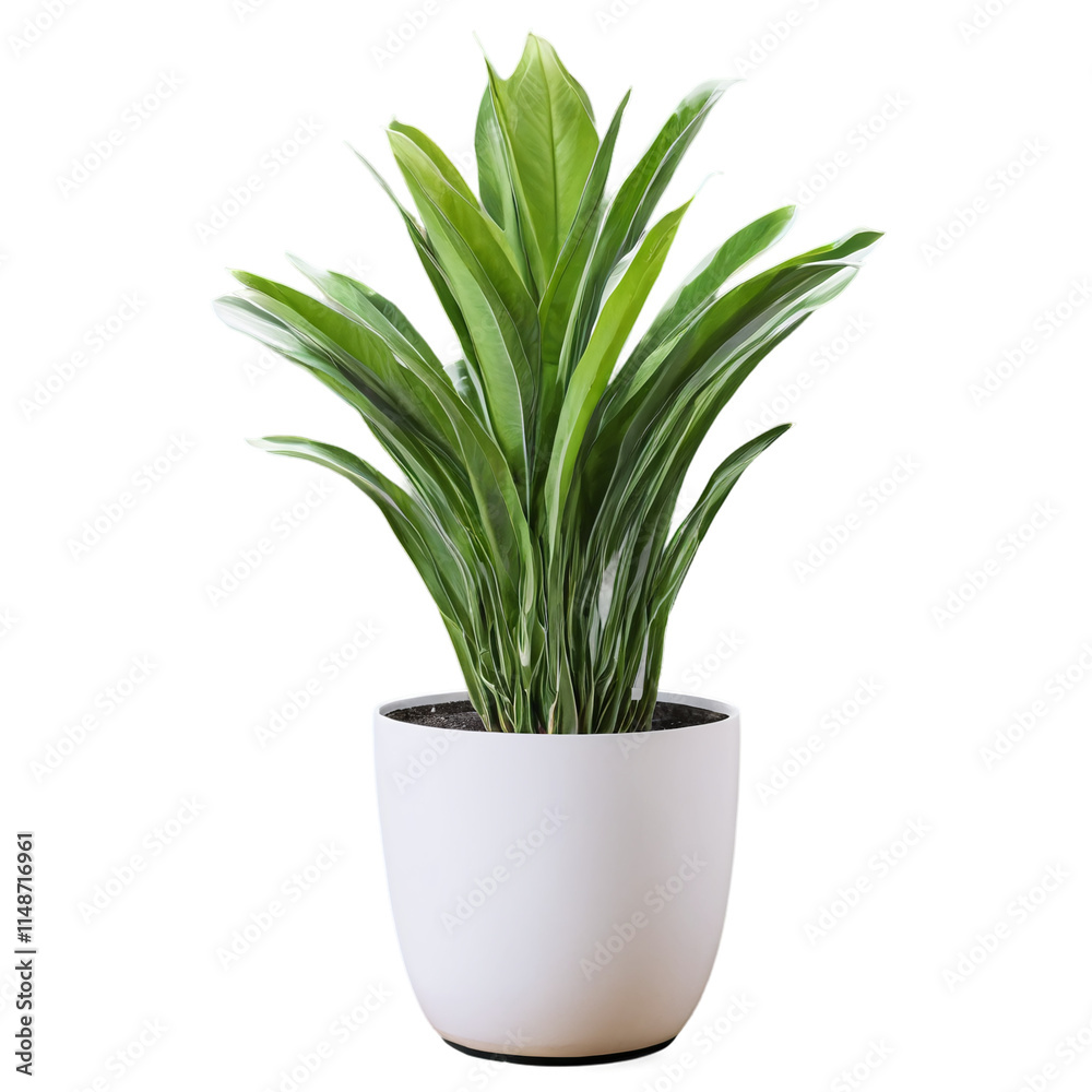 decorative big plant in a pot isolated on transparent background