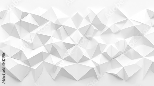 Abstract white 3D geometric shapes on a gradient blue background forming a modern banner with a sense of depth elegance and order symbolizing creativity innovation and the harmony between chaos and st
