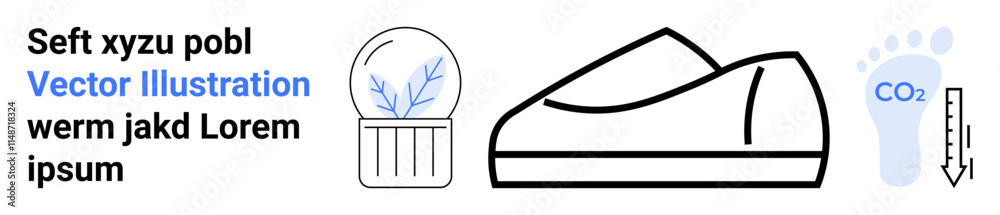 Light bulb with plant, shoe silhouette and CO2 footprint needle gauge. Ideal for eco-friendly products, sustainability, green technology, footprint reduction, environmental conservation, renewable Light bulb with plant, shoe silhouette and CO2 footprint needle gauge. Ideal for eco-friendly products, sustainability, green technology, footprint reduction, environmental conservation, renewable