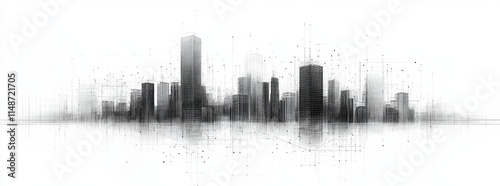 Abstract city skyline silhouette in monochrome