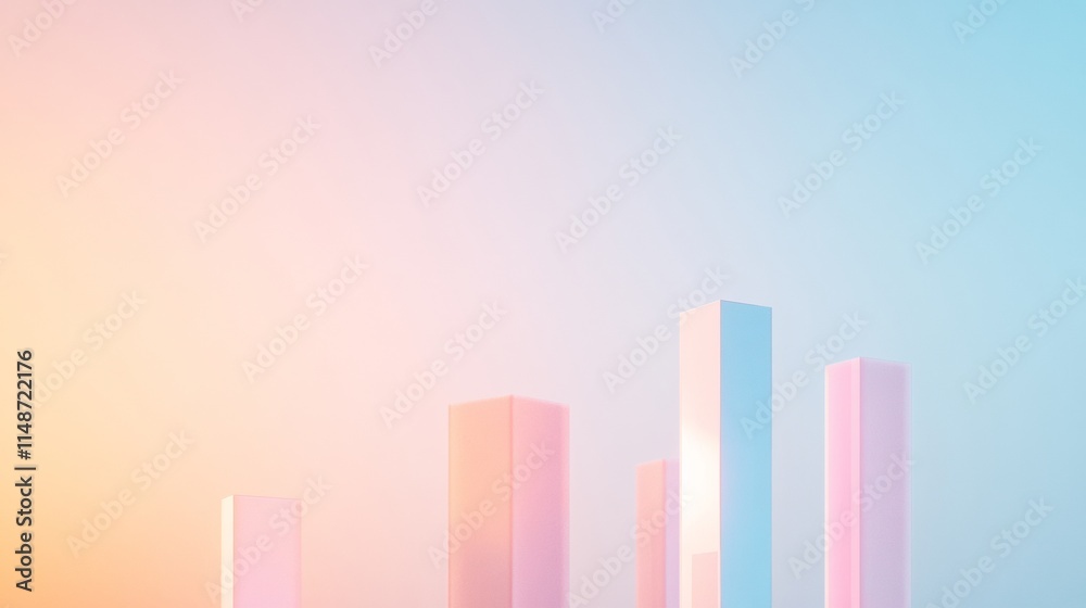 Fototapeta premium Pastel Minimal Cityscape with Soft Gradients and Abstract Architecture