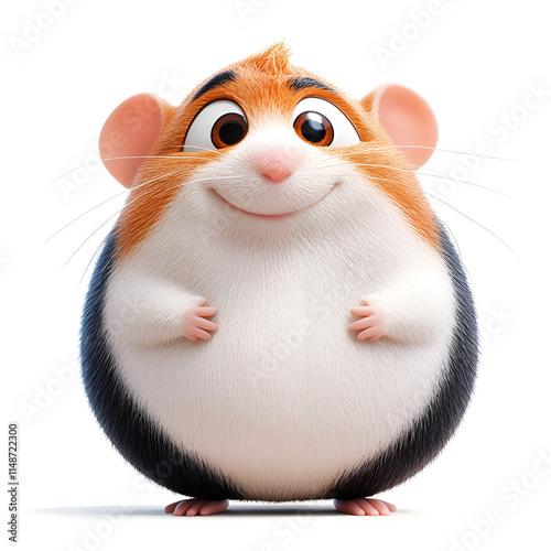 Cartoon Hamster with Big Head, 3D