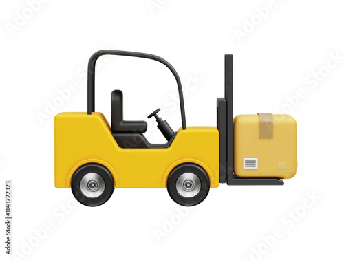 3d forklift truck icon. 3d rendering forklift truck icon illustration vector