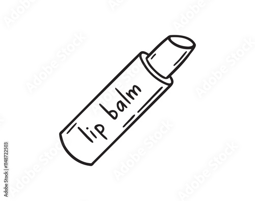  lip balsam or lipstick and lip balm doodle hand drawn icon. Outline drawing lip balm line clipart symbol