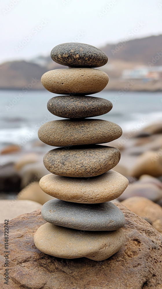 Zen stack of stones on a tranquil surface with blurred natural background symbolizing balance harmony nature healing and wellness evoking calmness mindfulness and the connection between stillness and Zen stack of stones on a tranquil surface with blurred natural background symbolizing balance harmony nature healing and wellness evoking calmness mindfulness and the connection between stillness and