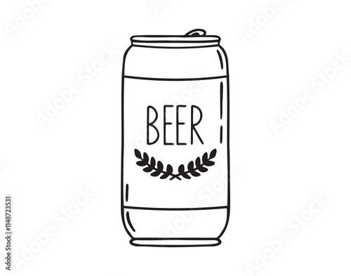 beer can doodle hand drawn icon. Outline drawing beer can line clipart symbol