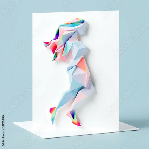 Realistic Photo Card - Colorful Geometric Women Shape Art for Mother's Day Horizontal Banner photo