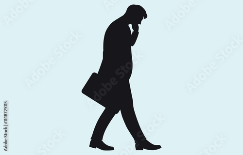 Vector art of businessman silhouette isolated on white background