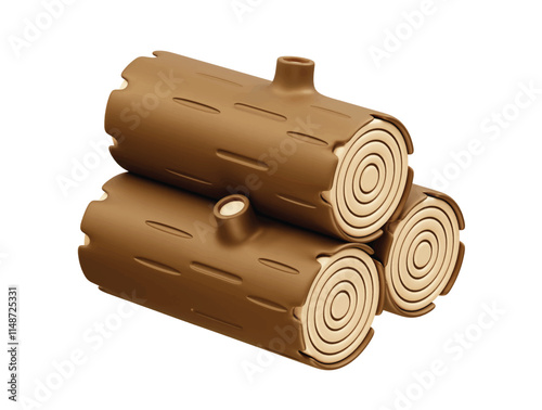 Pile firewood illustration 3d. wood pile icon 3d illustration vector