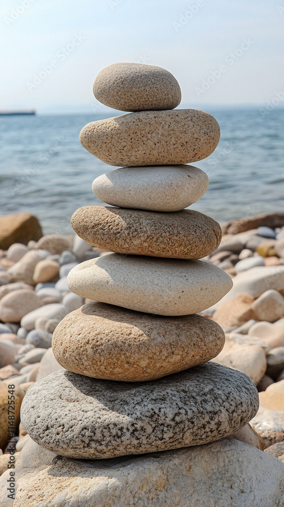Zen stack of stones on a tranquil surface with blurred natural background symbolizing balance harmony nature healing and wellness evoking calmness mindfulness and the connection between stillness and Zen stack of stones on a tranquil surface with blurred natural background symbolizing balance harmony nature healing and wellness evoking calmness mindfulness and the connection between stillness and