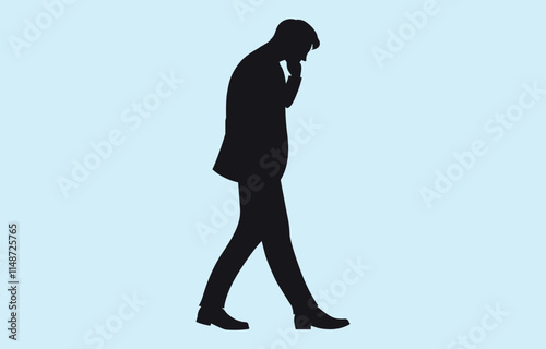 Vector art of businessman silhouette isolated on white background