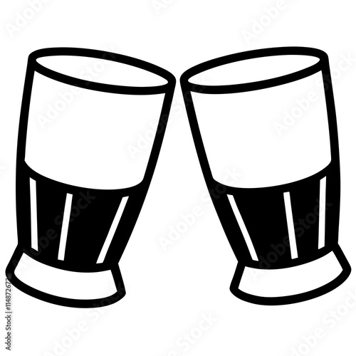 Clinking Glasses vector silhouette black design white background