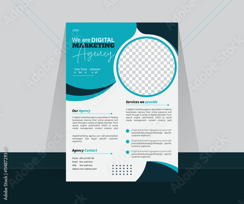 Corporate business flyer template design set with blue, orange, red and yellow color. marketing, business proposal, promotion, advertise, publication, cover page. new digital marketing flyer set.
