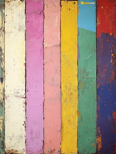 Colorful painted wooden planks texture.