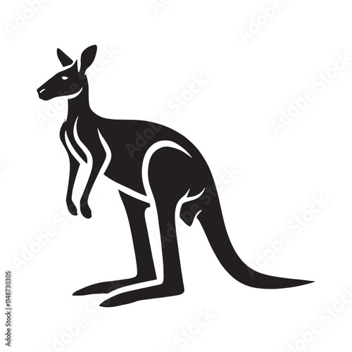 Detailed kangaroo silhouette for artistic digital projects - Kangaroo black vector
 photo