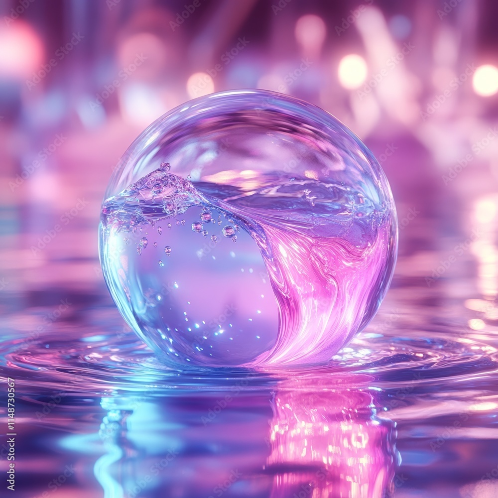 custom made wallpaper toronto digitalColorful water bubble in serene environment.