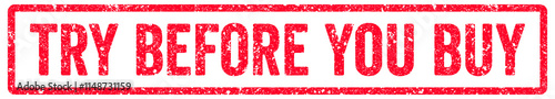 Try Before You Buy Stamp Transparent Seal, Red Grunge Try Before You Buy Word Rubber Stamp Seal