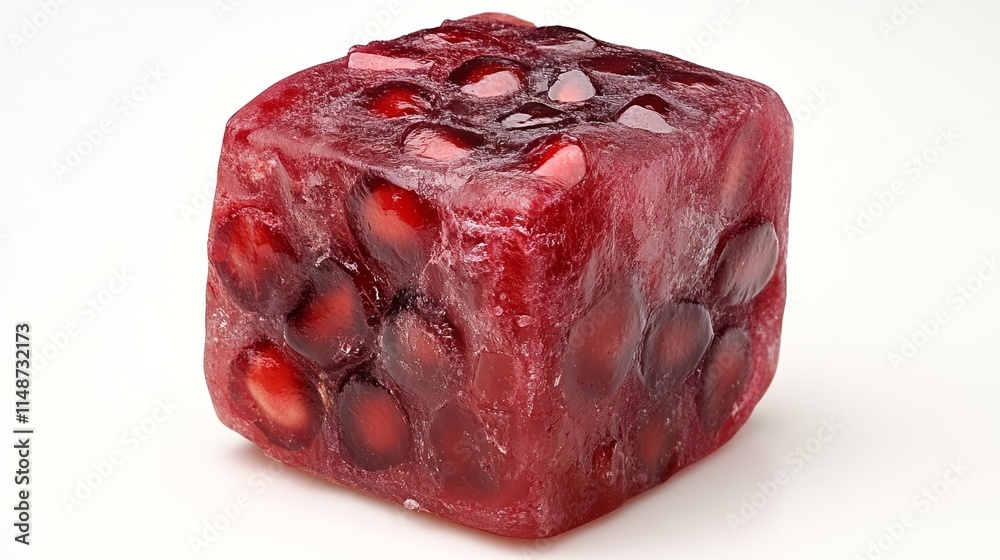 Delicious pomegranate jelly cube on white background. Delicious pomegranate jelly cube on white background.