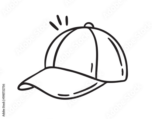 Sport cap doodle hand drawn icon. Outline drawing cap line clipart symbol