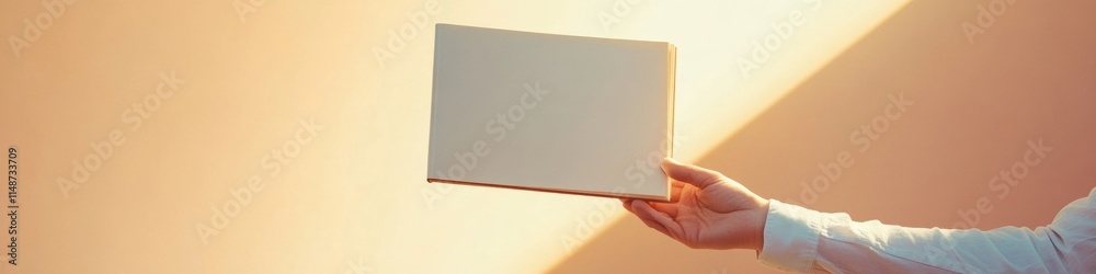 Minimalist Close-Up of Hand Holding Open Book in Soft Light Minimalist Close-Up of Hand Holding Open Book in Soft Light