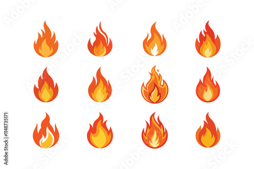 Fire Flame Icon Vector Illustration on White Background