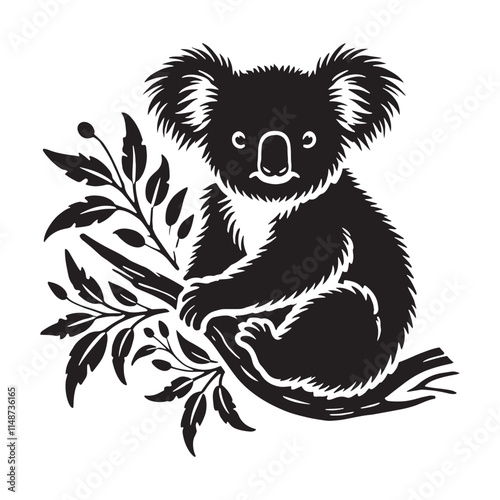 Wallpaper Mural Playful koala silhouette for artistic media uses - Koala black vector
 Torontodigital.ca