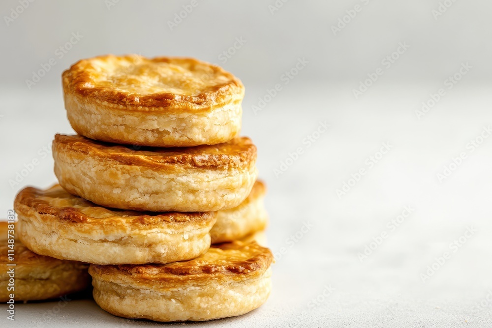Classic Aussie mini meat pies on shortbread set against a light gray backdrop Classic Aussie mini meat pies on shortbread set against a light gray backdrop