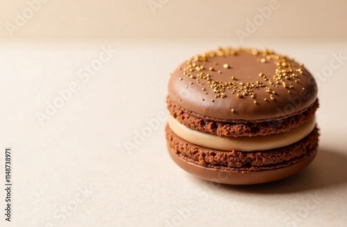 Macaroon cake in color 2025 Mocha Mousse, space for text