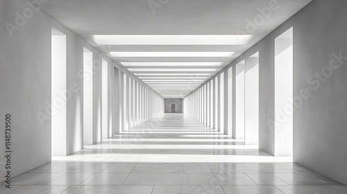 Modern corridor with bright natural lighting.
