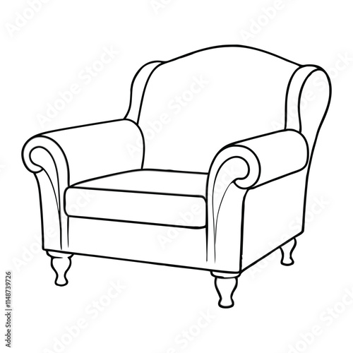 Black Line Armchair Vector Illustration