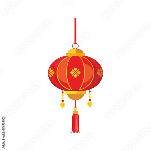 Traditional Red and Gold Chinese Lantern Vector for Festivals photo